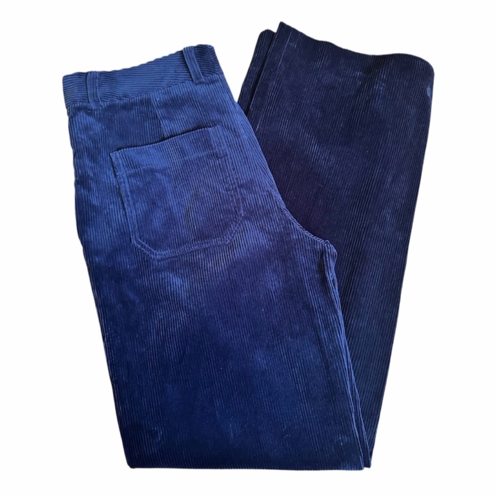 Club Monaco Navy Blue Wide Leg Corduroy Pants Women’s Size 6 Velvet Mid Waist